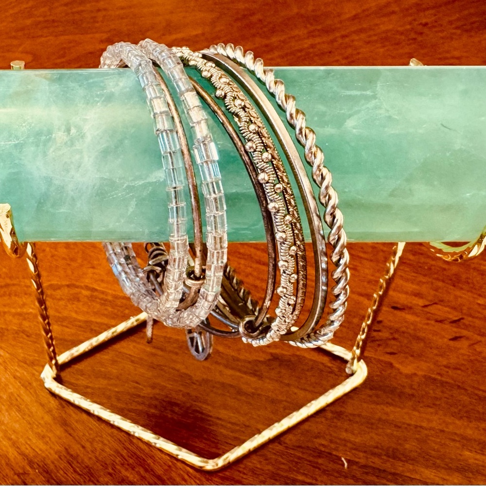 Alex and Ani and other Silver Bangle  Bracelet Collection set of 7 Armstack Set
